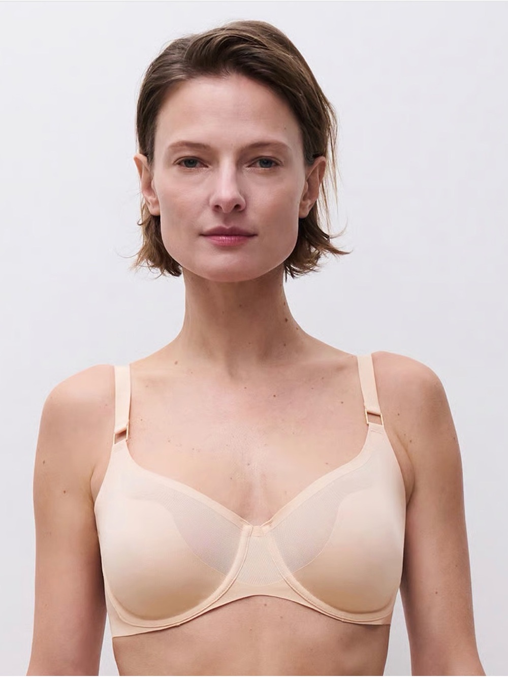 Chantelle NEW Size 32 D Pure Light Unlined Bra Color Nude Blush